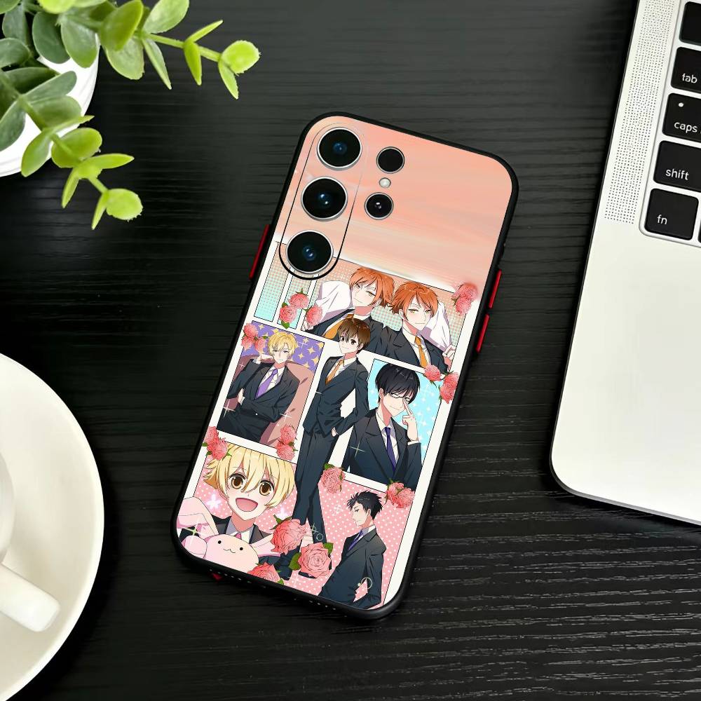 Ouran High School Host Club Handyhülle für Samsung S26, S25, S24, S23, S22, S30, S21, Ultra, Plus, FE 5G, schwarze Softcover-Hülle
