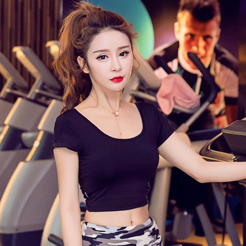 Women's Quick-Dry Camouflage Yoga T-Shirt: Sporty, Elastic, Short Sleeve for Outdoor Training