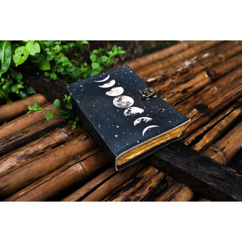 Sun and Moon Handmade Deckle Paper Journal for Men and Women Spell notebook for traveling sketchbook poetry book