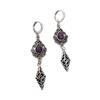 Vintage Ethnic Ancient Silver Filigree Purple Teardrop Gemstone Dangle Earrings for Women Boho Gypsy Hoop Earrings Jewelry Gifts