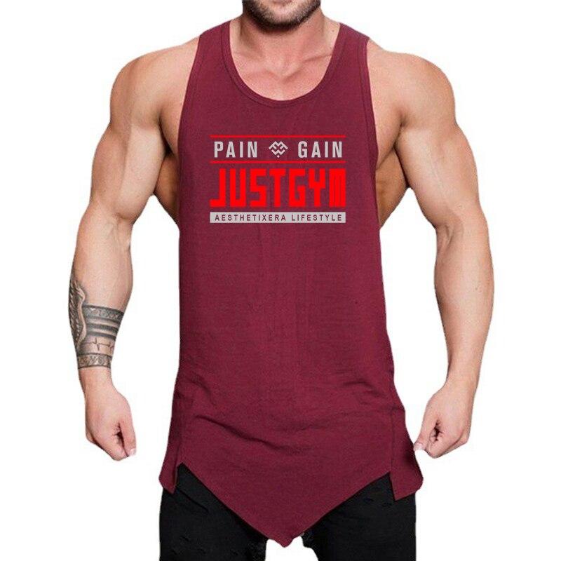 Summer Men’s Gym Clothing   Bodybuilding Training Sleeveless Tops Youthful Vitality Loose Irregular Hem Cotton Tank Tops