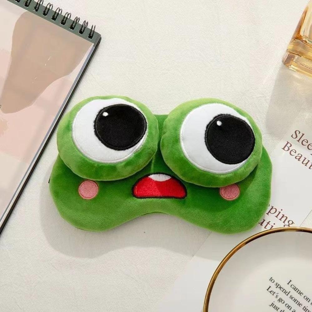 Adjustable Frog Sleep Mask Plush Sleeping Aid Eye Mask Frog Blockout Light Eye Cover  Airplane