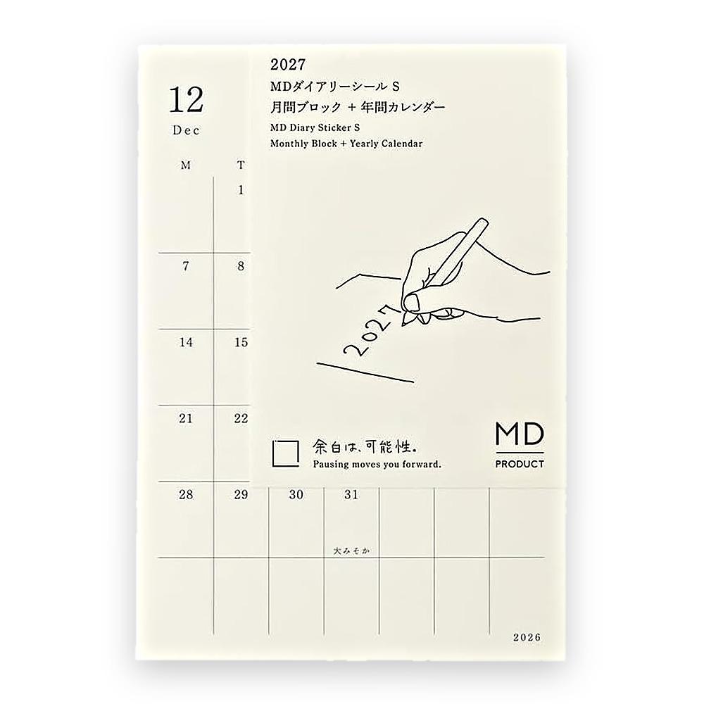 Diary Stickers DESIGNPHIL Midori MD Notebook Diary Sticker 2027 Monthly S M L Dec 2026 Start Monday Start