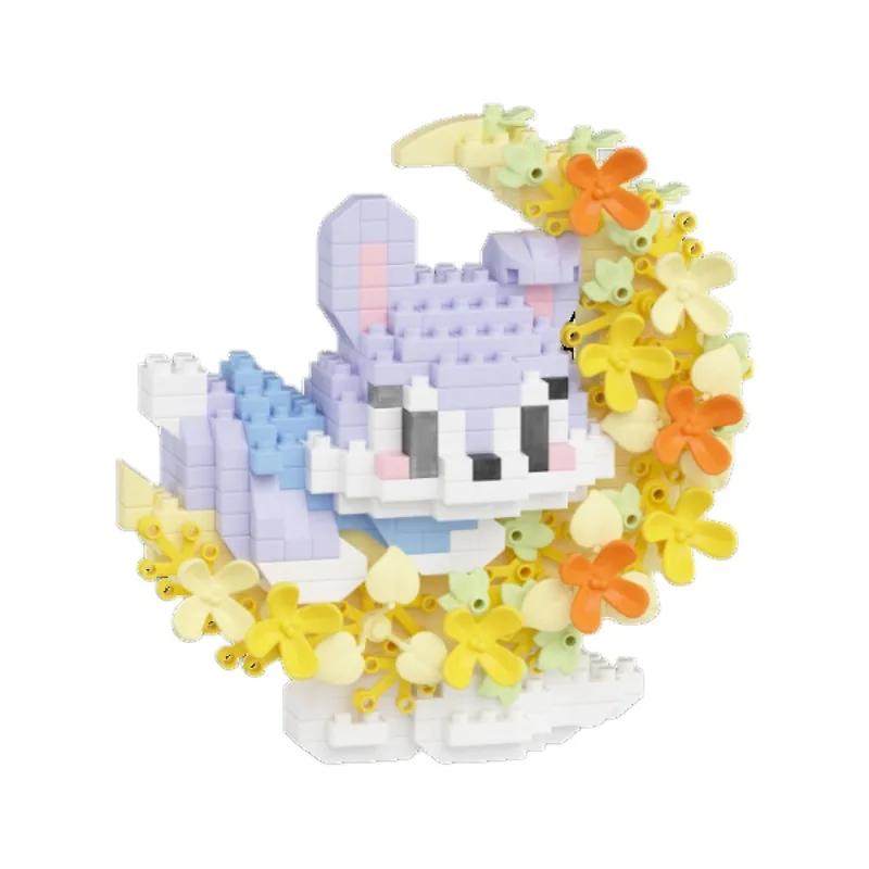 Kawaii Panda Cat Flower Moon Cartoon Building Blocks Toy Assembly Model for Girls Kids Christmas Gift