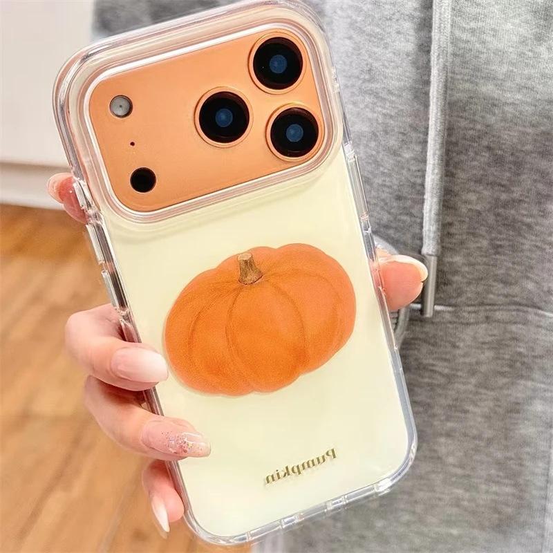Internet celebrity pumpkin is suitable for Apple 17Promax mobile phone case IP16 large hole IMD15Pro simple 14 personalized new models