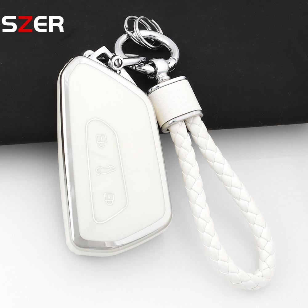 Tpu Car Key Case Cover Shell Fob Keychain For Vw Volkswagen Golf 8 Mk8  For Skoda Octavia For Seat Holder Fob Accessories
