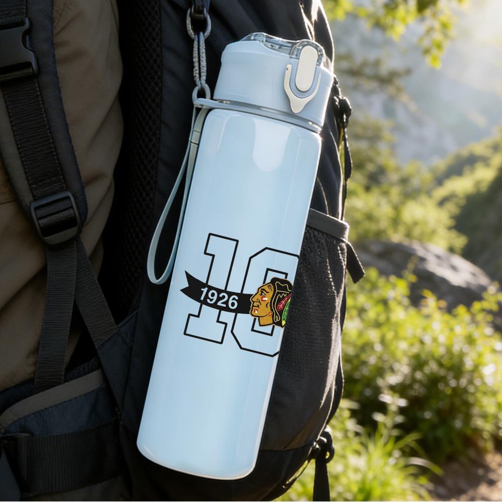 PC Number One Hundred Bold Text Print 750ml colorful plastic sports water bottle leakproof pop up lid with straw for outdoor work home use