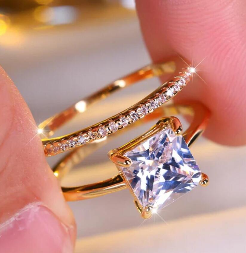 

Великолепные роскошные кольца для женщин, свадебные помолвочные аксессуары, уникальное женское кольцо, модная бижутерия, подарки No. 10 золотой