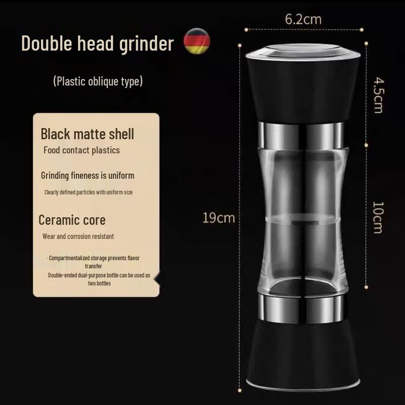 OLOEY 304 Stainless Steel Manual Double-Head Pepper Grinder Set