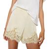 Women Satin Silky Shorts Lace Trim Patchwork Micro Shorts Low Rise Boxer Shorts Lounge