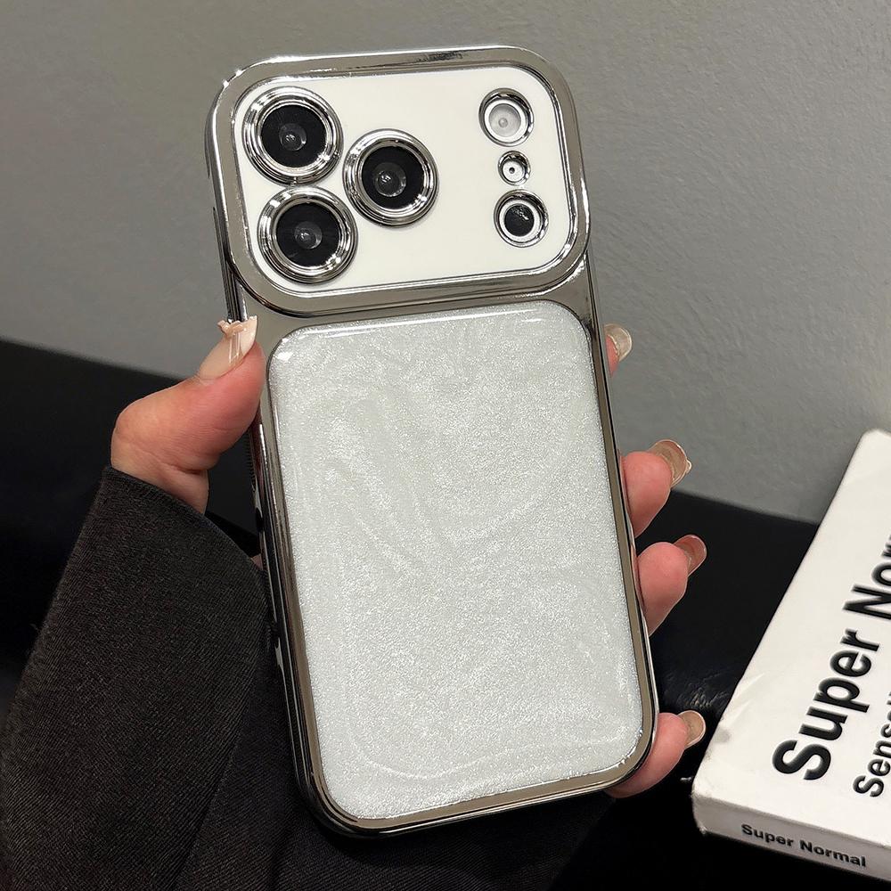 Sequins Shockproof Case for iPhone 17 16 15 14 13 Pro Max White Window Electroplated Soft Silicone Back Cover