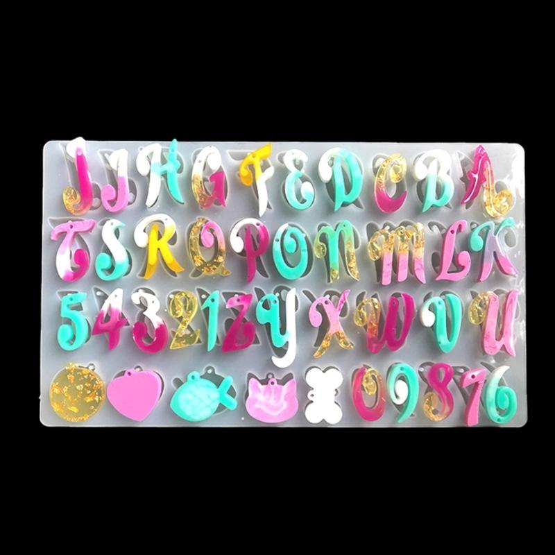 Silicone Alphabet Resin Mold Letter Number Silicone Mold Epoxy Resin Casting Molds Keychain Making for Jewelry Pendant