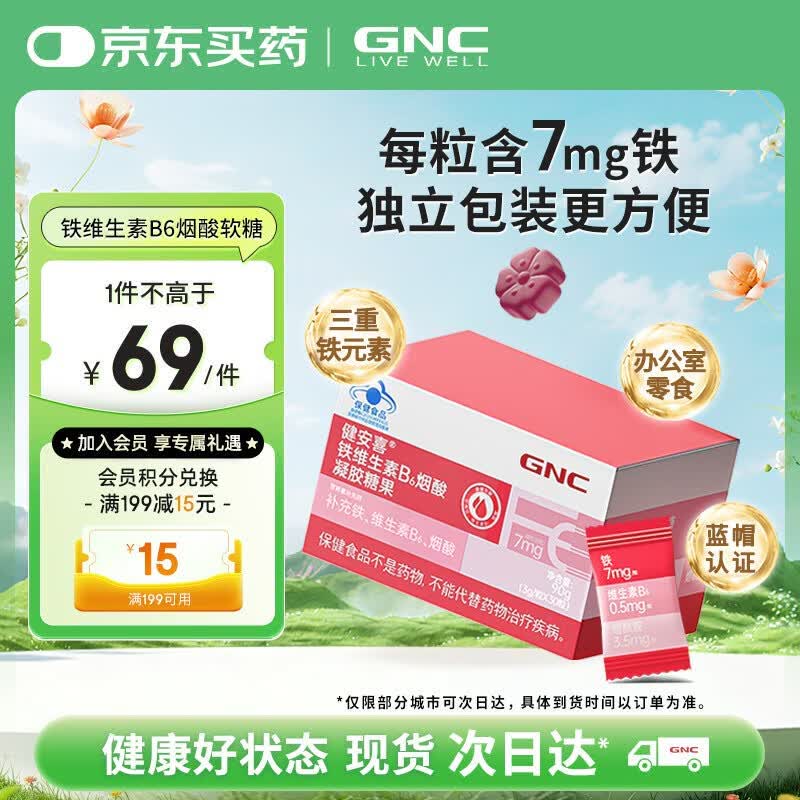 GNC Iron, Vitamin B6 & Niacin Gummy Softgels