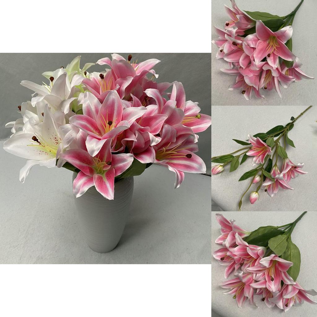 Konstgjord Silkeslilja Blomsterarrangemang För Bröllopsdekoration Heminredning Fotorekvisita