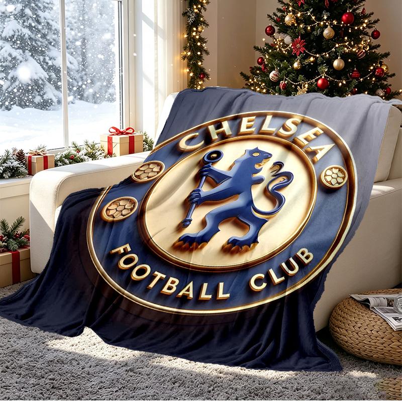 Chelsea F.C Pattern Blanket for Home Decoration, Bed, Sofa, Car Travel, Camping, Suitable for All Seasons, Birthday Christmas Gift