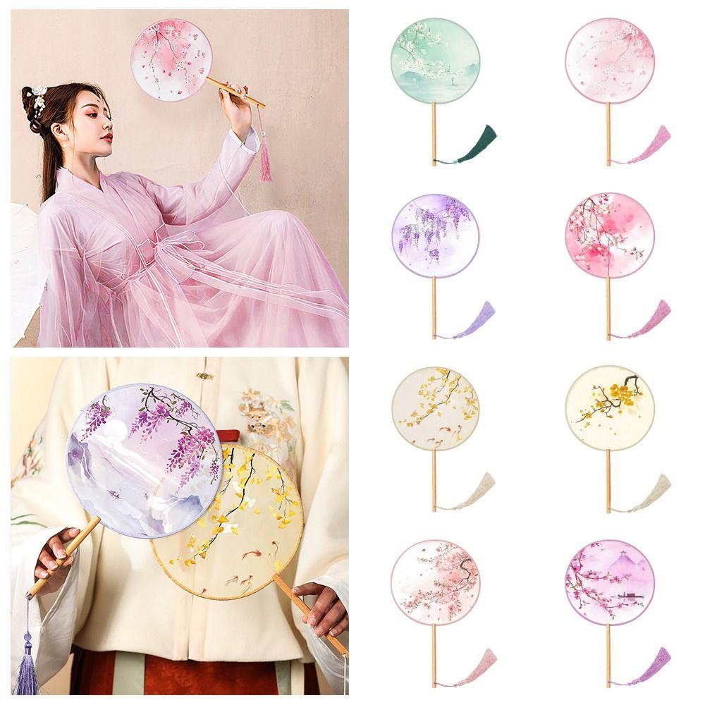 

1Pcs Cheongsam Tang Suit Silk Fan Vintage Chinese Fan New Round Hand Fan 07