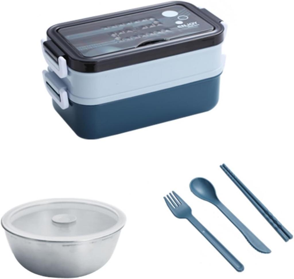 Bento Boxes Double Layer Stainless Steel Lunch Box With Soup Bowl Leak-Proof Bento Box Dinnerware Set