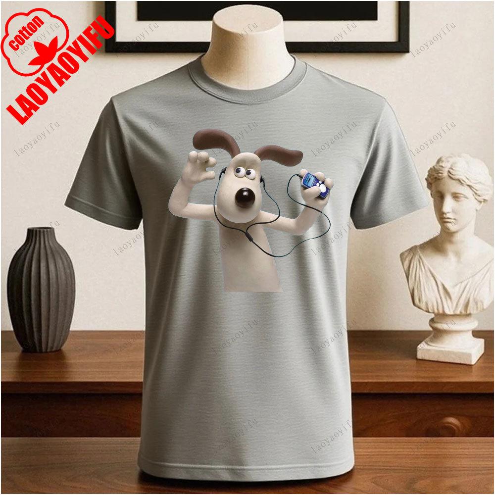 Wallace und Gromit Bedruckte T-Shirt Tops Cartoon und Anime Bedrucktes T-Shirt Unisex Bedruckte T-Shirt Tops Vintage Mode Streetwear