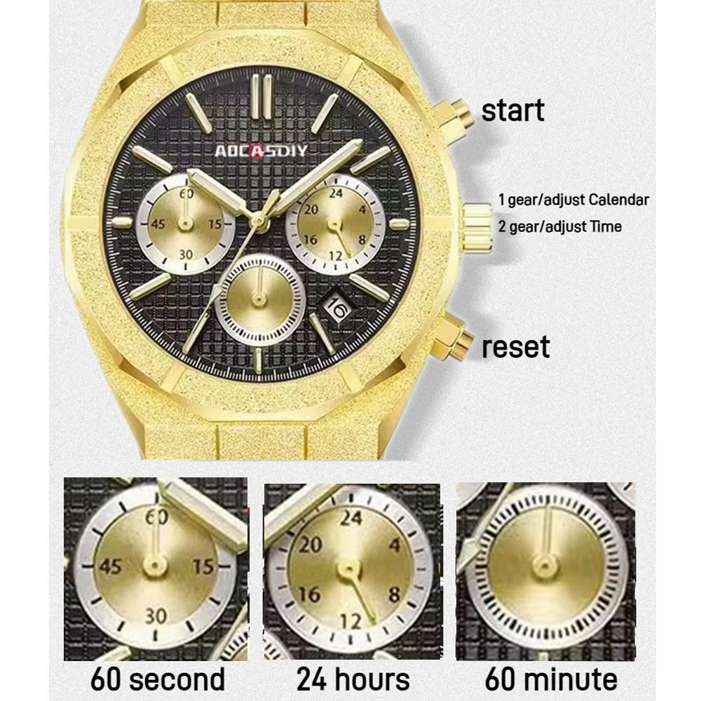 Alloy Quartz Wristwatch Dazzling Brightness New Watch Men Luminous Chronograph Business Waterproof Male Watches with Date