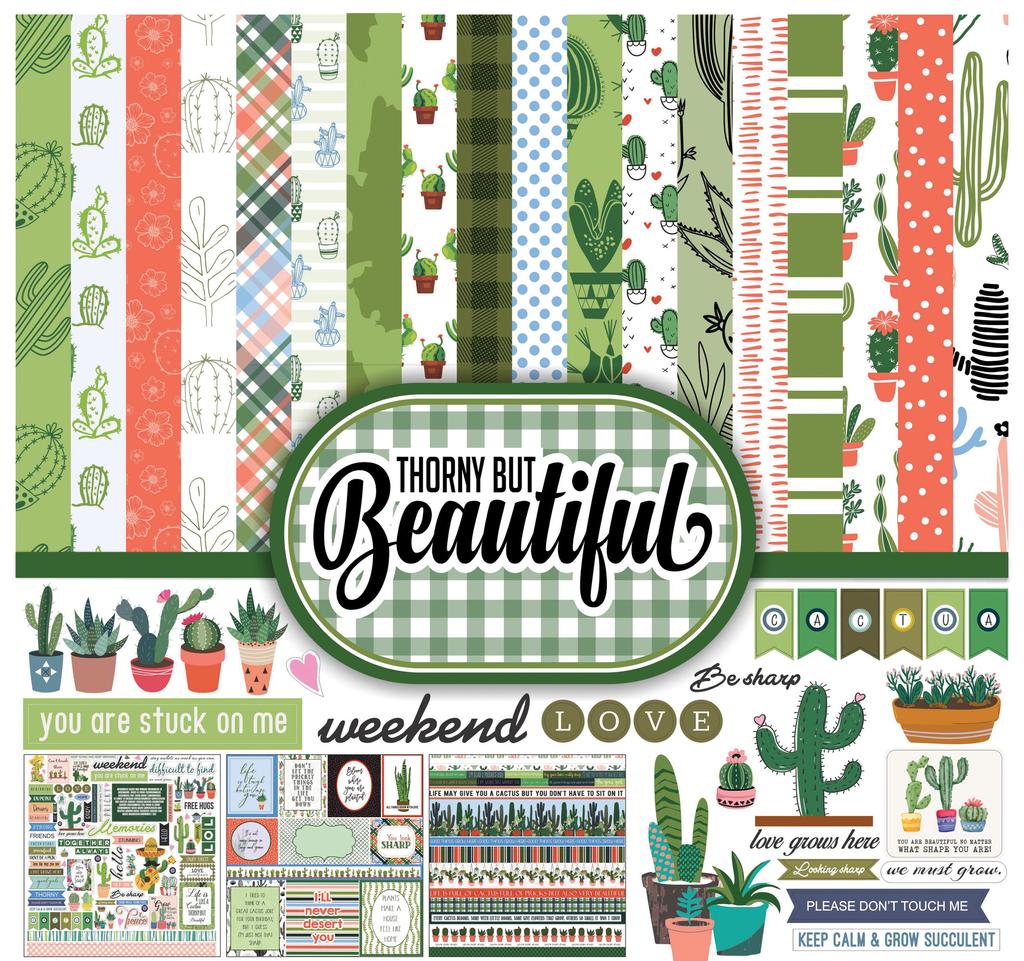 Inkdotpot Cactus House Plant Theme Collection Double,Sided Scrapbook Paper Kit  Card Making Paper Pack Of With 16 Pages -