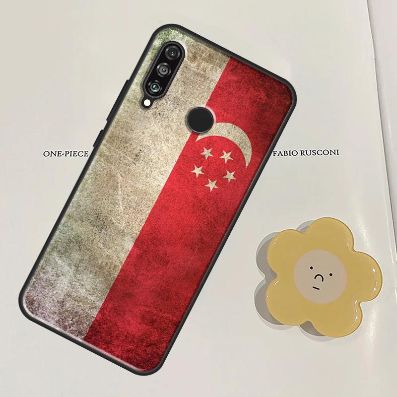 Singapore Flag For Huawei Nova Y60 Y70 Y90 Y61 Y91 3i 7i 8i 11i Nova 11 9 10 SE P20 P40 Lite P30 Pro Case
