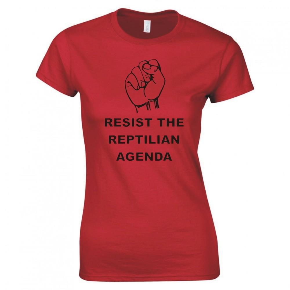 Funny Conspiracy Resist The Reptilian Agenda Ladies Skinny Fit TShirt S