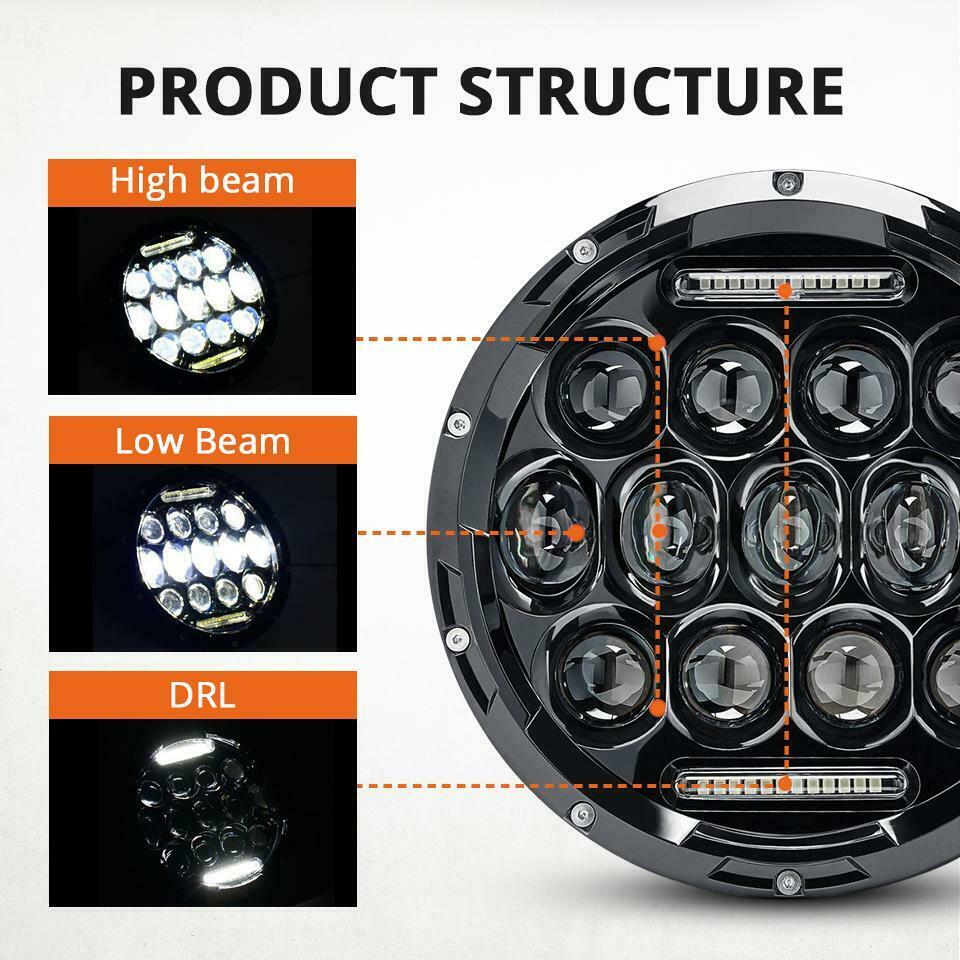 7 Inch Headlight For Motorcycle 7Inch Round DRL Turn Signal Halo LED Headlamp Electra Street Glide Road