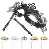 Masquerade Mask with Holding Stick Venetian Halloween Costume Mask Mardi Gras Mask for Womens Party
