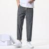 Clearance of Foreign Trade Surplus: Summer Thin Trendy Brand Nine-Point Casual Pants for Men, Loose Fit, Versatile, Youth Striped Linen Pants