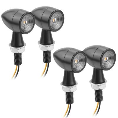 Yuumo+ Motorcycle LED Turn Signals, Mini, Bullet-Shaped, High Brightness, Universal, M8 Amber with Clear Lens, Set of 4