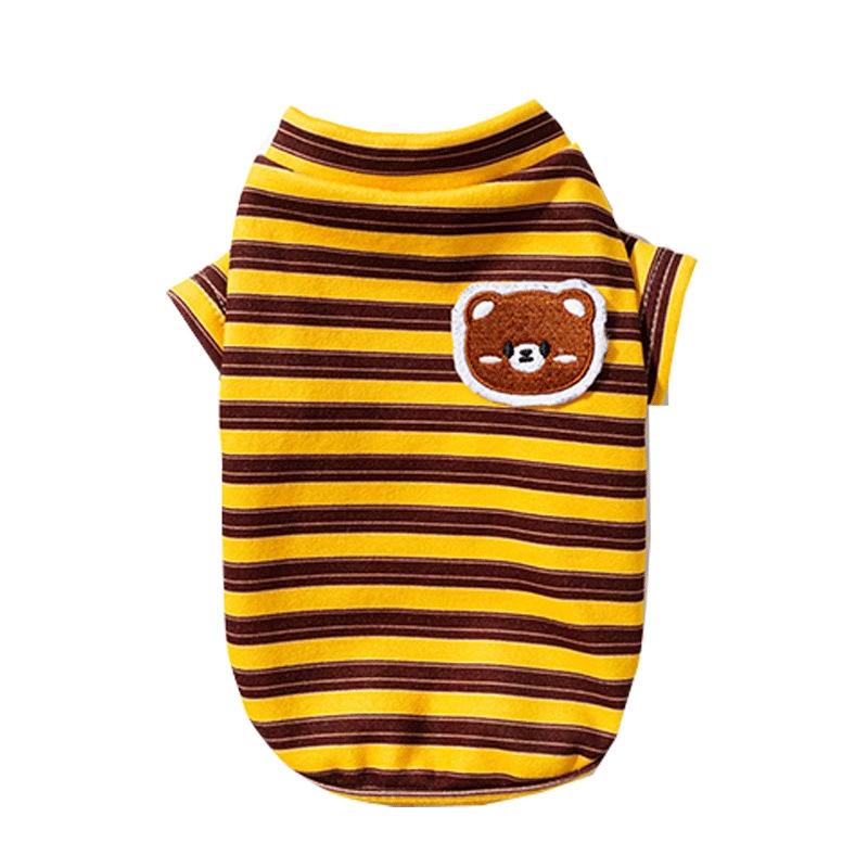Spring and Summer Thin Striped Bipods Into Cat Anti-hair Loss Teddy Bear Air-conditioned Room Warm Cat Pet Clothes