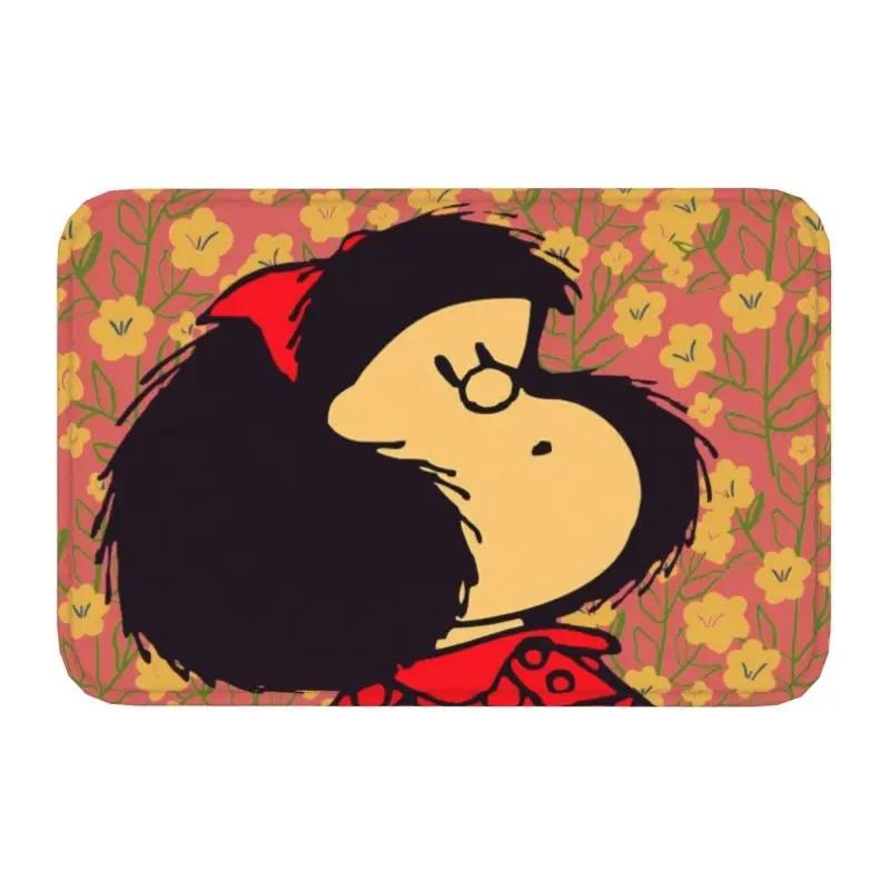 Cartoon Hübsches Mädchen Fußmatte Retro Mafalda Manga Vorderer Boden Eingangsbereich Matte Quino Manga Cartoon Badezimmer Teppich Küchenmatte