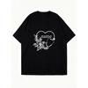 Oversized T Shirt Black Stethoscope Heart Floral Design With Name Print For Medical Professionals And Healthcare Workers