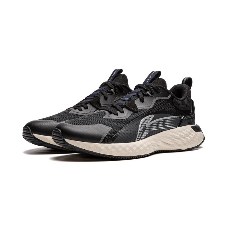 Li-Ning Lightweight Comfortable Fashion Shock Absorbing Non-Slip Wear-Resistant Casual Shoes Men Sneakers Black White AGLU187-1