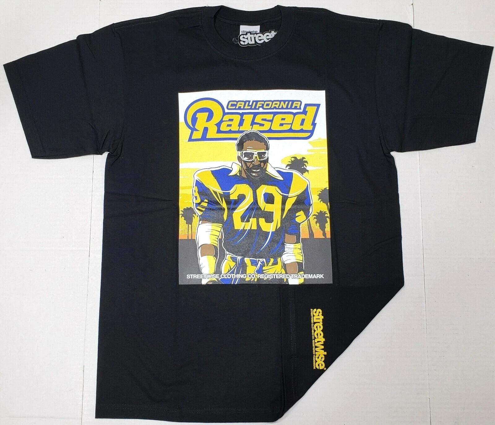

STREETWISE CALIFORNIA RAISED T-shirt LA Rams Dickerson Tee Men s LARGE Black NWT L