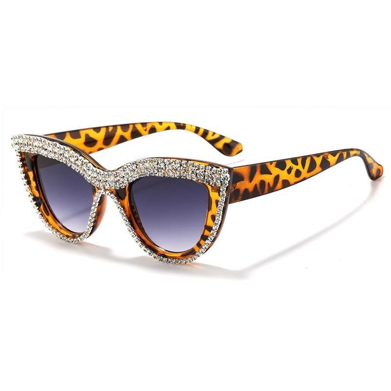 Vintage Diamond Cat Eye Triangle Sunglasses Women Rhinestone Decoration Eyewear Streetwear Rave Party Costume Sun Glasses