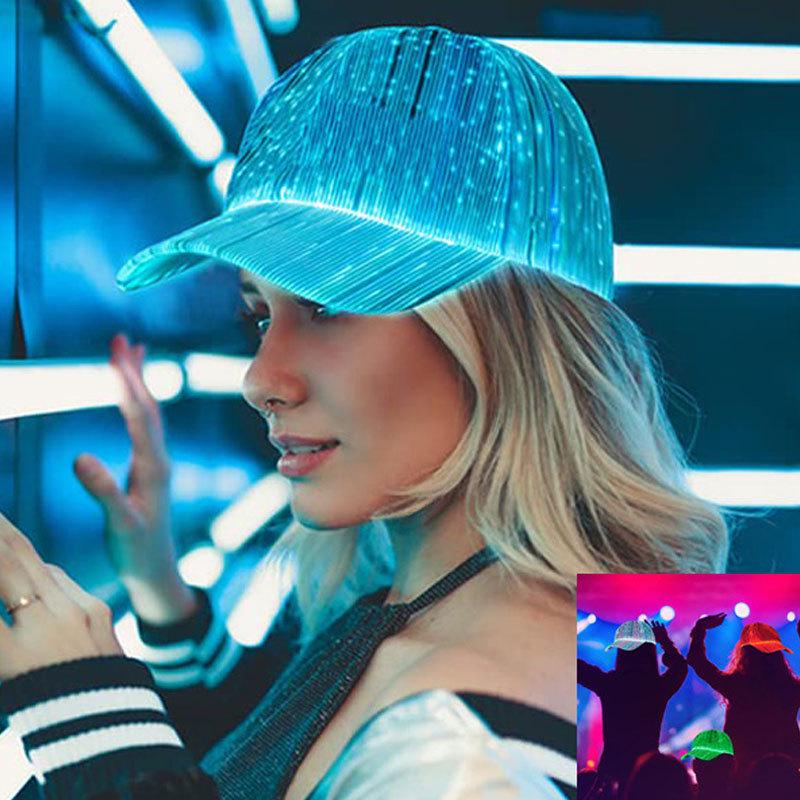 Multicolor LED Fiber Optic Light-Up Party Hat Visor Baseball Cap Christmas Gift