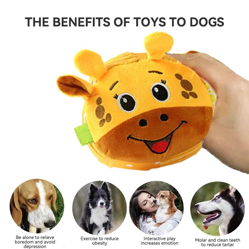 Plüschhund Weiches Fell Rattanbälle Sprachspielzeug Ball Interaktives Haustierhundespielzeug und Bewegliche Klingeltöne Lustige Kauspielzeuge Tierform
