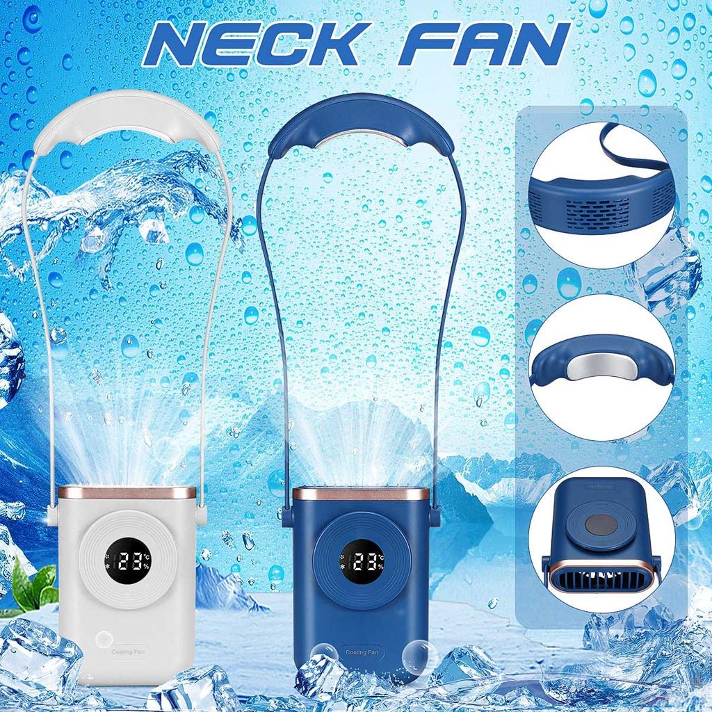 3 Gear Portable Neck Fan Mini Fan Personal Cooling Hands Free USB Rechargeable Bladeless Lazy Hanging Fan