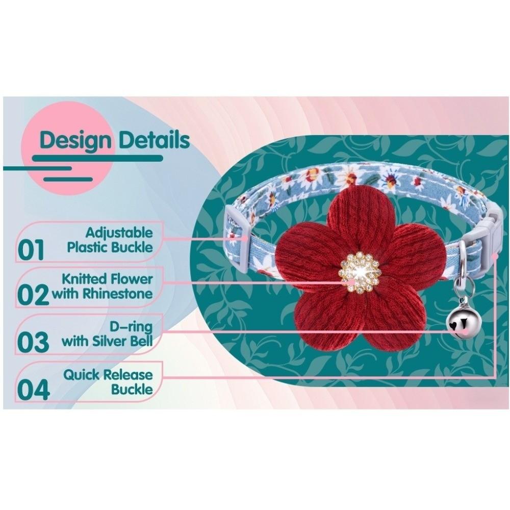 Nylon 3D Flower Dog Collar Rhinestone Pet Shining Collar Fashion Floral Pet Collar Daily Walk