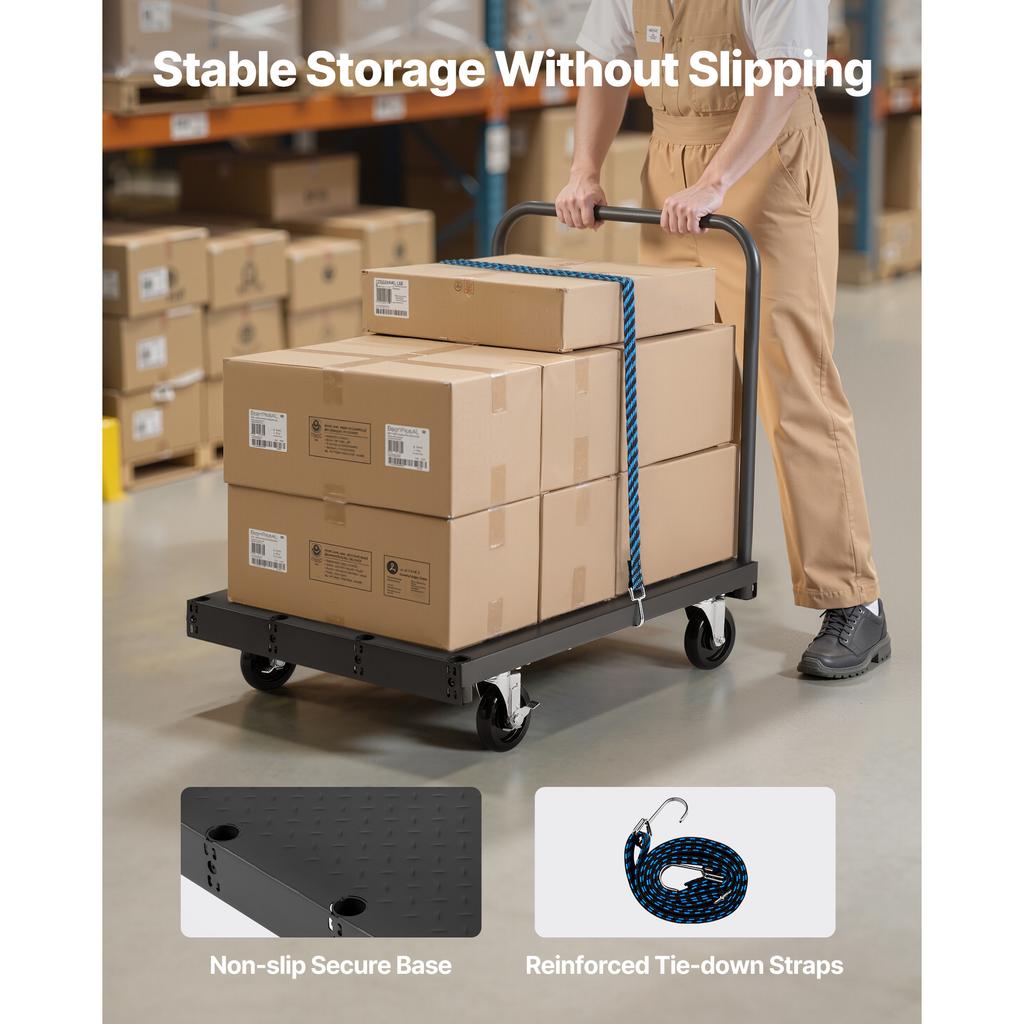SucceBuy Drywall Cart Dolly 1800 lbs Load Capacity 2-in-1 Steel Panel with Casters Platform Truck with Handrails for Factory