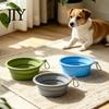 Collapsible Pet Bowl Foldable Dog Bowl, Cat with Carabiner, Portable Travel Accessories Silicone for Dogs Cats Camping Food-grade