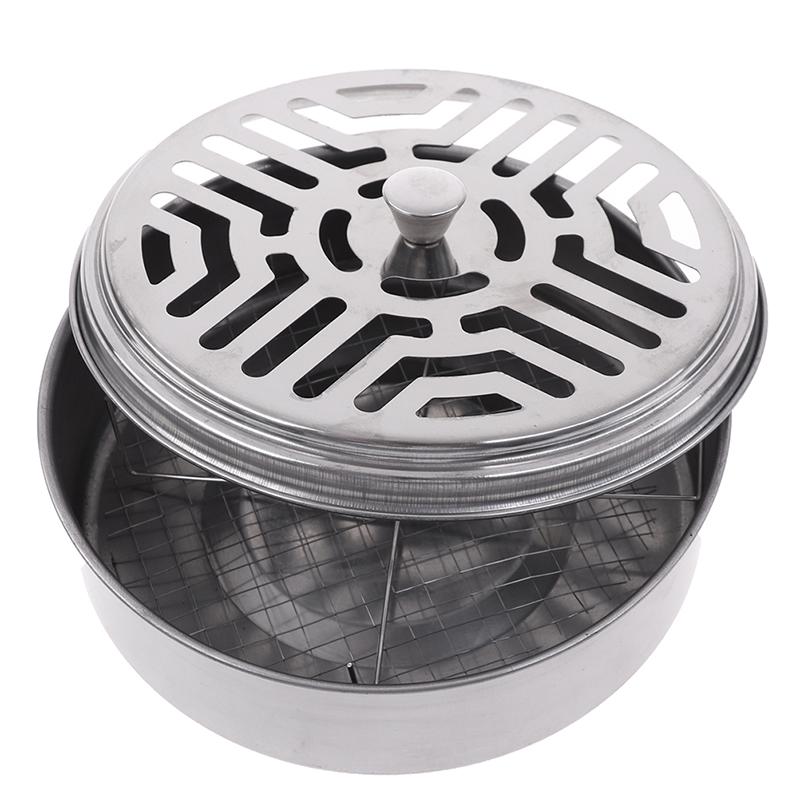 Portable Stainless Steel Mosquito Coil Box Outdoor Anti-mosquito Coil Seat with Lid Mosquito Coil Box