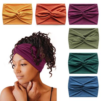 Diadema ancha para mujer, banda elástica cruzada trenzada de color sólido para el cabello, accesorios para el cabello antideslizantes para yoga, correr y deportes