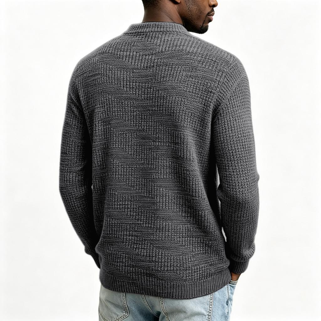 Men's V-Neck Knit Pullover Sweater with Long Sleeve for Fall and Winter