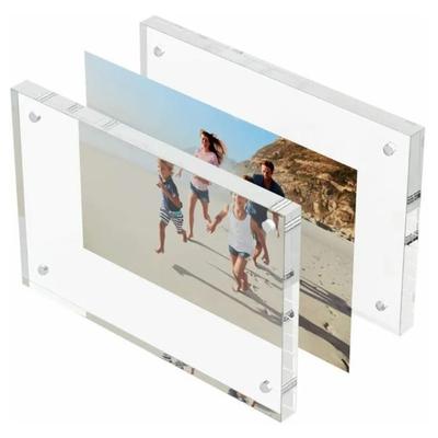 Acryl-Fotorahmen Kristallklar Rahmenlos Doppelseitig Freistehender Fotorahmen für Schreibtisch