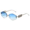 New Trend Metal Frameless Rhombus Fashion Sunglasses European and American Women's Sunglasses Trend Sunglasses