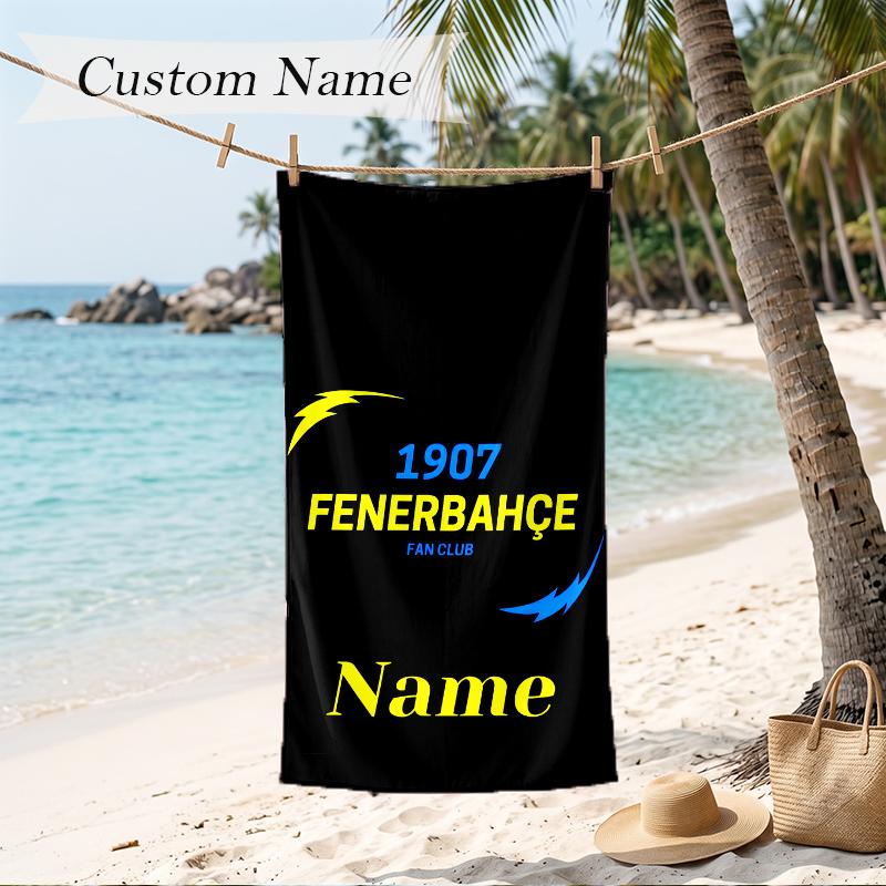 Fenerbahce SK Asciugamano da Spiaggia Stampato con Nome Personalizzato Asciugamano Morbido Personalizzato per Nuoto Spiaggia Viaggio