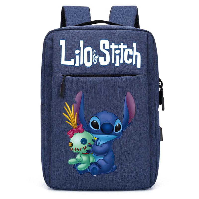 Spacious Usb Charging Stitch Backpack Nylon Material School Bag For Students