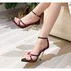 Fashion Summer New Style Fashion Rivet Design Buckle Strap Women Sandal Sexy Open Toe Stripper Thin Heels Hollow Out Shoes Zapatos Mujer